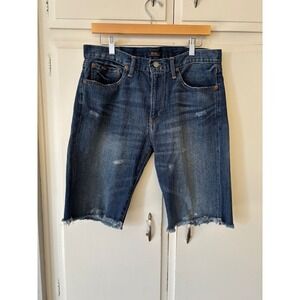 Polo Ralph Lauren Mens Distressed Denim Shorts Dark Wash Frayed Hem Size 32